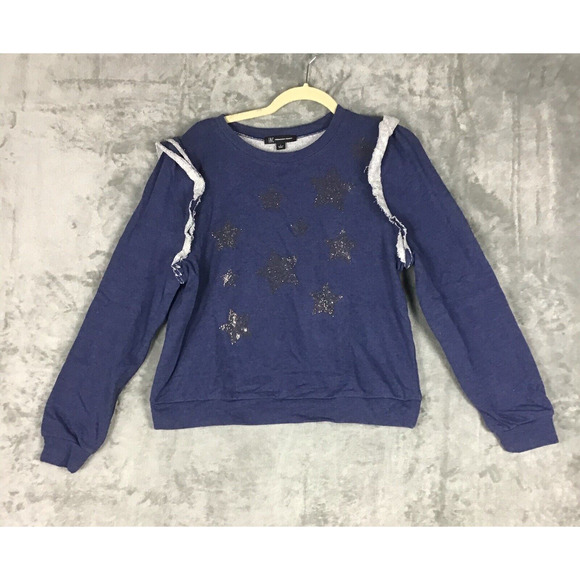 INC International Concepts Women’s Size Large Blue Ruffled Star Sweatshirt NWT - Picture 10 of 15